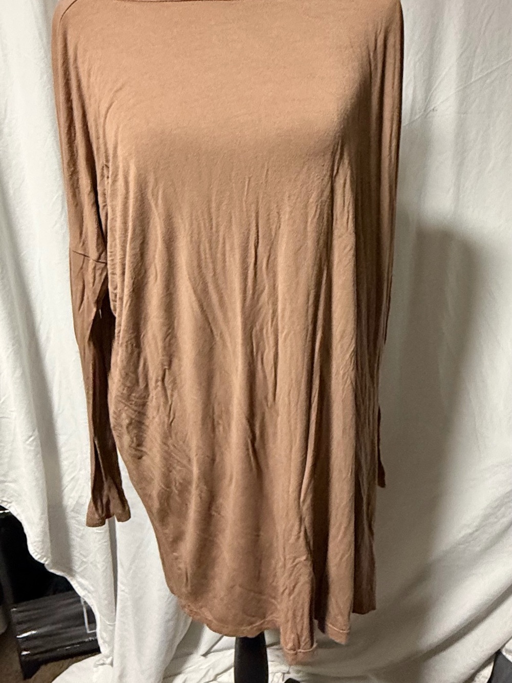 PIKO Tan Bamboo Knit Oversized Boatneck Tunic Top